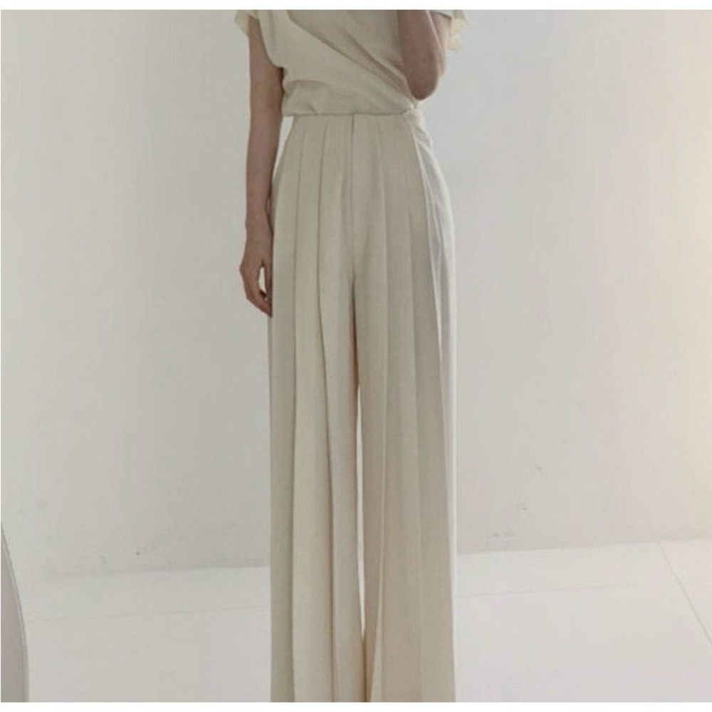 NWT Commense Solid‎ Wide Leg Pants LARGE Stylish WHITE Quality Fast Shipping